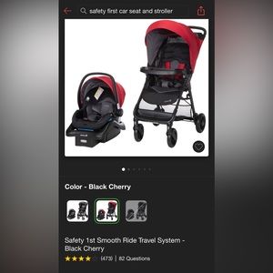 Safety 1st Smooth Ride Car Seat & Stroller Combo -Travel System -Black Cherry